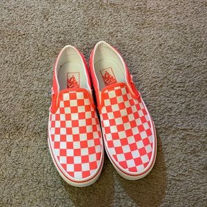 Vans checkered canvas shoes.